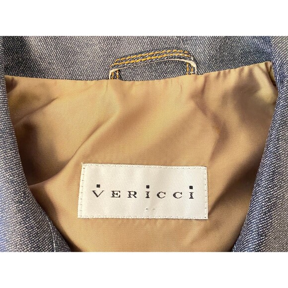 Vericci Leather Jacket Womens Sz S Blue Jean Denim Look Western Cowgirl Moto Y2K - Picture 7 of 10